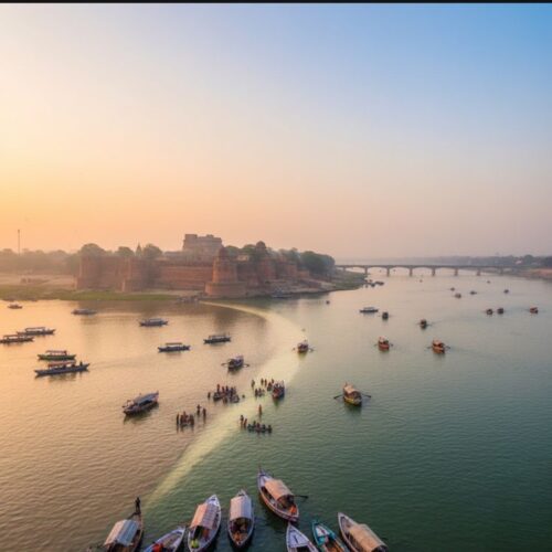 Triveni Sangam Prayagraj holy dip Varanasi tour