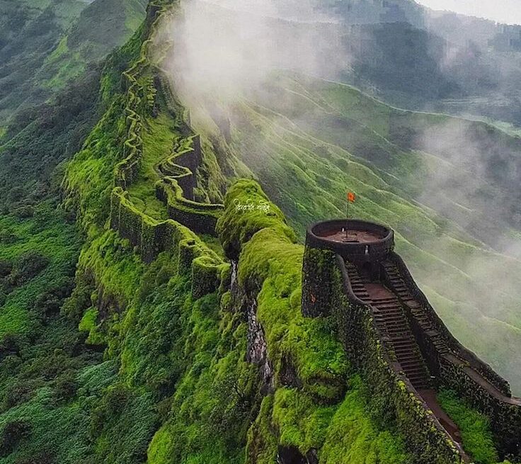 Raigad monsoon trek wet stone steps climb